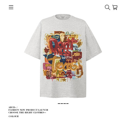 American vintage street T-shirt pure cotton men's and women's summer loose