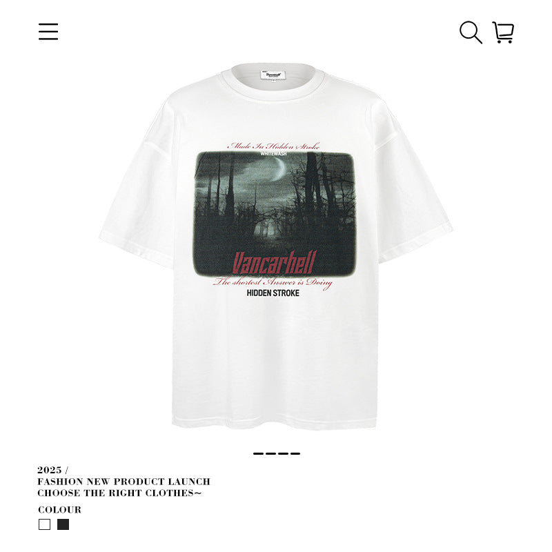 American vintage street T-shirt men's loose half-sleeve summer