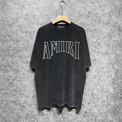 Amiri T Shirts Washed and Worn Retro Short Sleeve T-shirt
