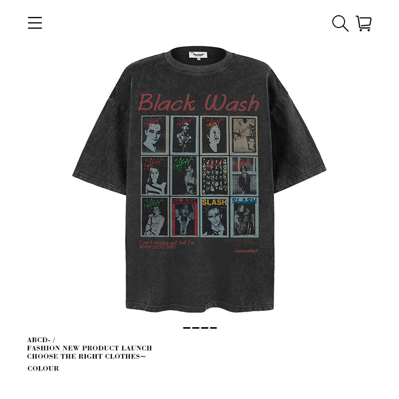 American vintage street T-shirt pure cotton men and women loose