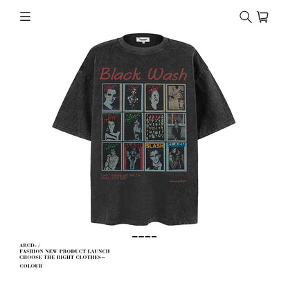 American vintage street T-shirt pure cotton men and women loose