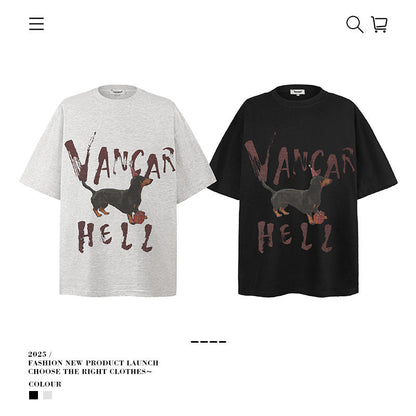 American vintage street T-shirt loose vintage pure cotton men and women summer