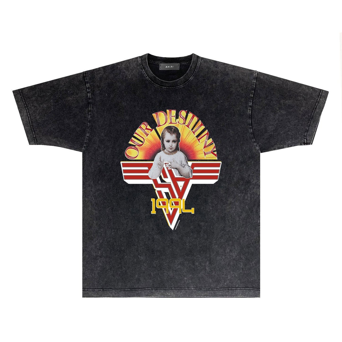 Amiri T Shirts Washed and Worn Retro Short Sleeve T-shirt