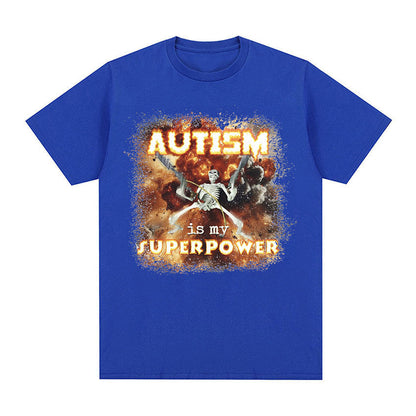 Autism Superpower Funny Skeleton Graphic Tee Shirt