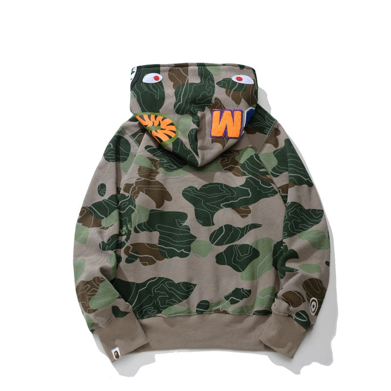 Bathing Ape Hoodie Autumn/Winter Camouflage Shark Hooded Cardigan Sweater Jacket