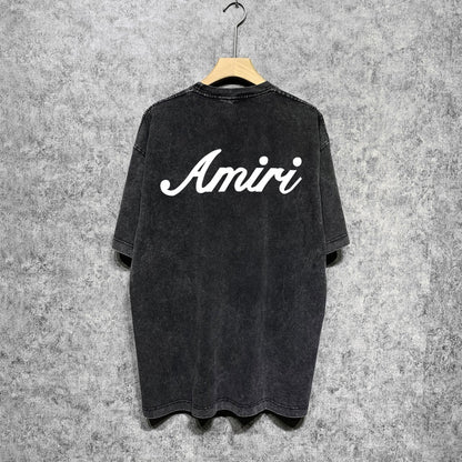 Amiri T Shirts Washed and Worn Retro Short Sleeve T-shirt