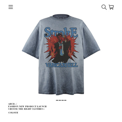 American vintage street T-shirt pure cotton men and women loose