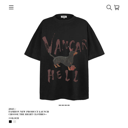 American vintage street T-shirt loose vintage pure cotton men and women summer