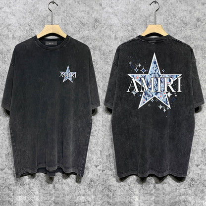 Amiri T-shirt Washed and Worn Retro Short Sleeve T-shirt
