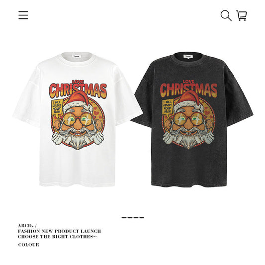 American vintage street T-shirt pure cotton men's and women's summer loose