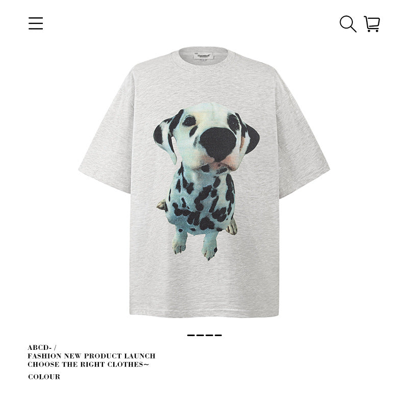 American vintage street T-shirt pure cotton men's and women's summer loose half-sleeves