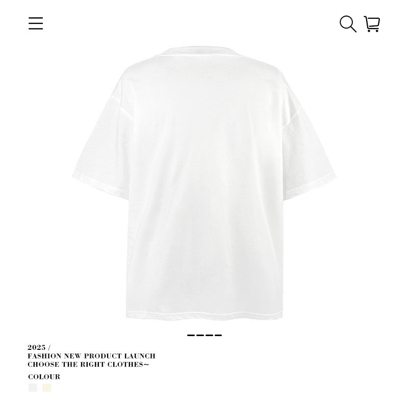 American vintage street T-shirt cotton men's summer loose