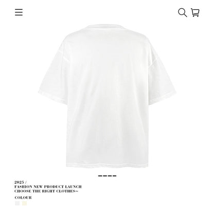 American vintage street T-shirt cotton men's summer loose
