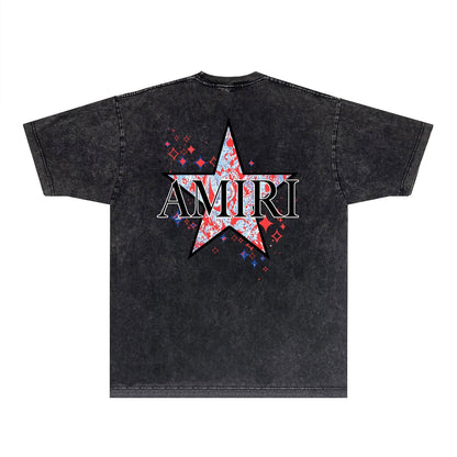 Amiri T-shirt Washed and Worn Retro Short Sleeve T-shirt