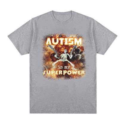 Autism Superpower Funny Skeleton Graphic Tee Shirt
