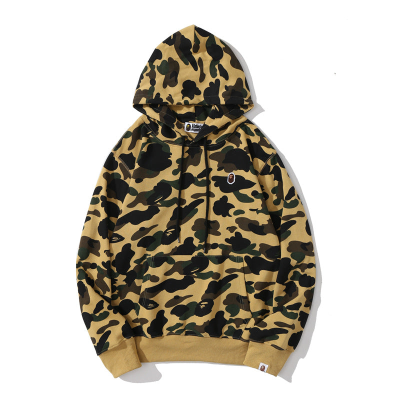 Bathing Ape Hoodie Camo Ape Embroidered Printed Hoodie Men's and Women's Pullover Sweater