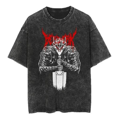 2024Streetwear Tshirt Japanese Anime Graphic Vintage Washed