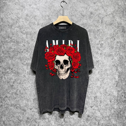 Amiri T-shirt Washed and Worn Retro Short Sleeve T-shirt