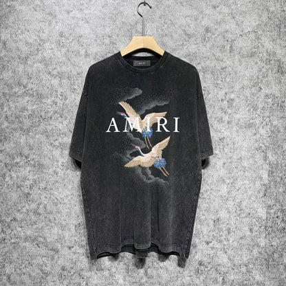 Amiri T-shirt Washed and Worn Retro Short Sleeve T-shirt