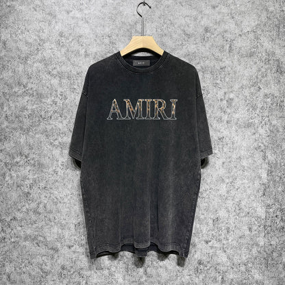 Amiri T-shirt Washed and Worn Retro Short Sleeve T-shirt