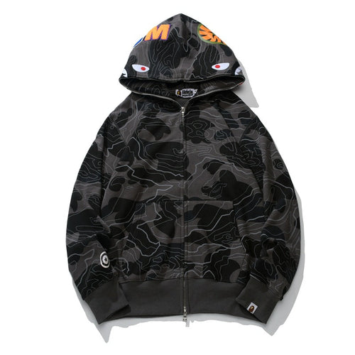 Bathing Ape Hoodie Autumn/Winter Camouflage Shark Hooded Cardigan Sweater Jacket