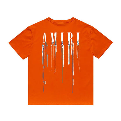 Amiri T Shirt Color Ink Splash Paint Colorful Casual Round Neck