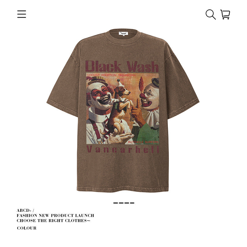 American vintage street T-shirt pure cotton retro men's and women's summer loose