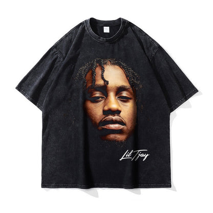 Asap Rocky T Shirts Washed Vintage Hip Hop Short Sleeve Print