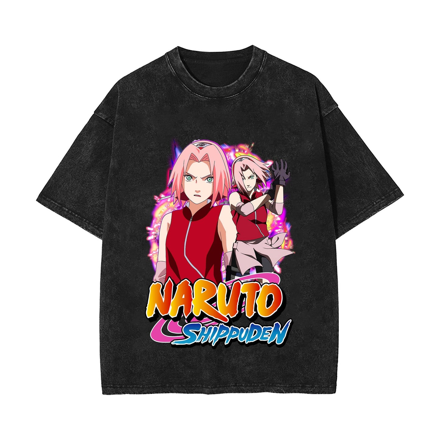 Anime T-shirt short-sleeved summer washed old cotton top loose