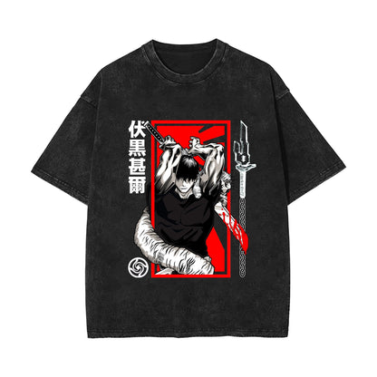 Anime Washed Retro Short Sleeve T-Shirt