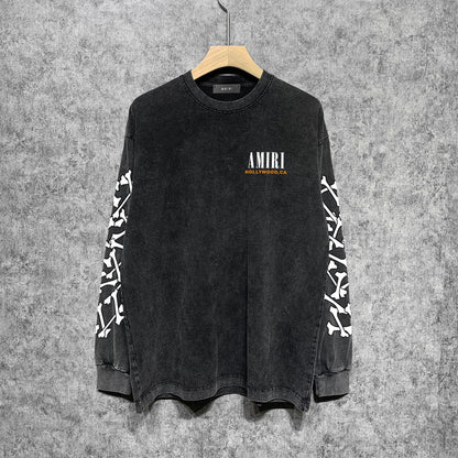 Amiri Long-Sleeved Shirtvintage Washed and Worn Vintage Long Sleeve T-shirt