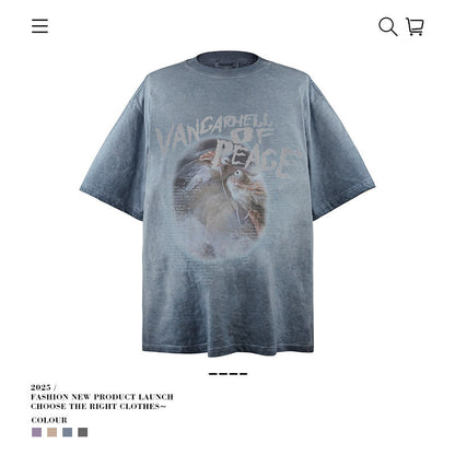 American vintage street T-shirt retro men's loose casual half-sleeved shirt