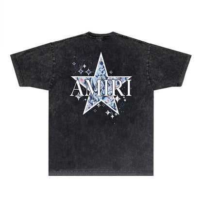 Amiri T-shirt Washed and Worn Retro Short Sleeve T-shirt