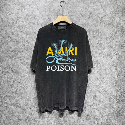 Amiri T-shirt Washed and Worn Retro Short Sleeve T-shirt