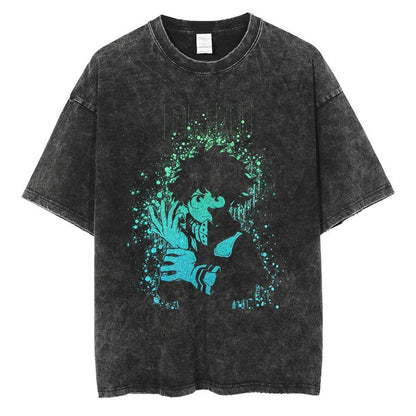 20242024 Fashion Streetwear Men Washed T Shirt Anime