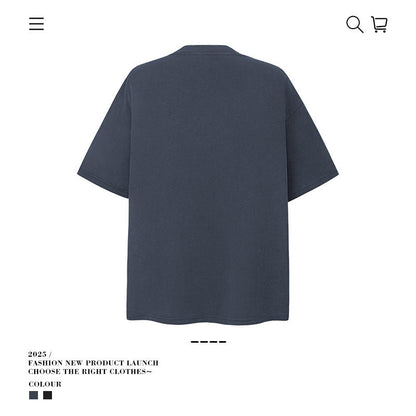 American vintage street T-shirt men's loose vintage pure cotton summer