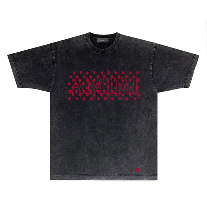 Amiri T Shirts Washed and Worn Retro Short Sleeve T-shirt