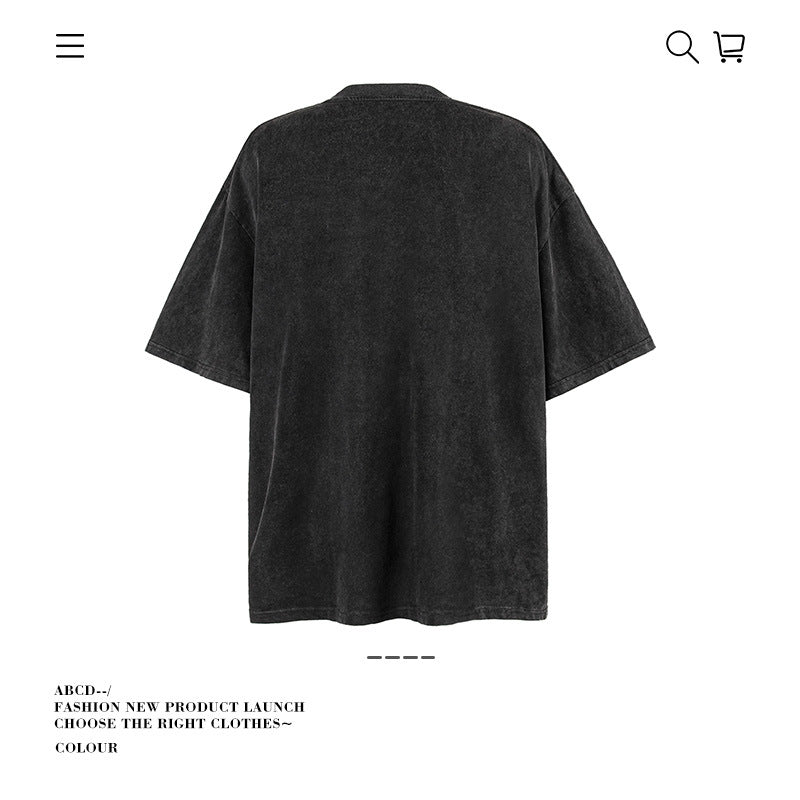 American vintage street T-shirt pure cotton men's and women's summer loose half-sleeves