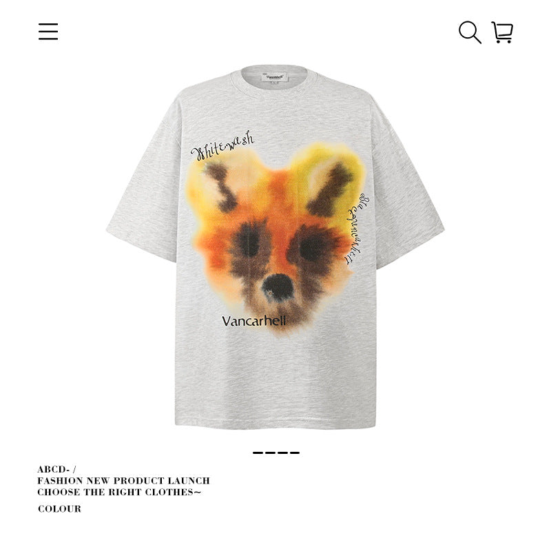 American vintage street T-shirt cotton men's summer loose