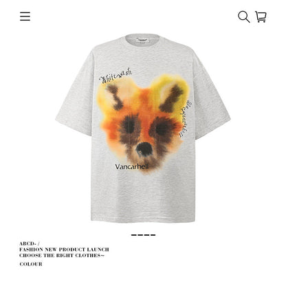 American vintage street T-shirt cotton men's summer loose