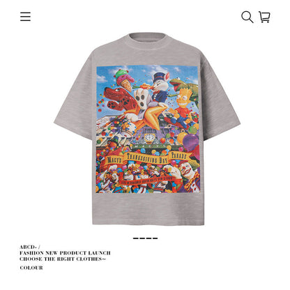 American vintage street T-shirt pure cotton men's and women's summer loose