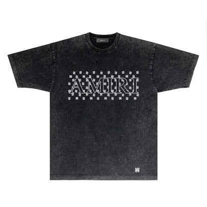 Amiri T Shirts Washed and Worn Retro Short Sleeve T-shirt
