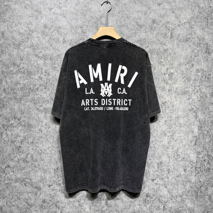 Amiri T-shirt Washed and Worn Retro Short Sleeve T-shirt