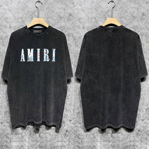 Amiri T-shirt Washed and Worn Retro Short Sleeve T-shirt