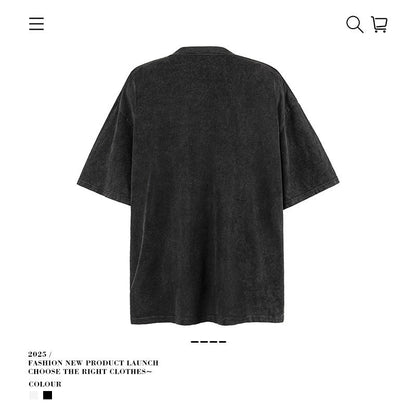 American vintage street T-shirt black summer loose