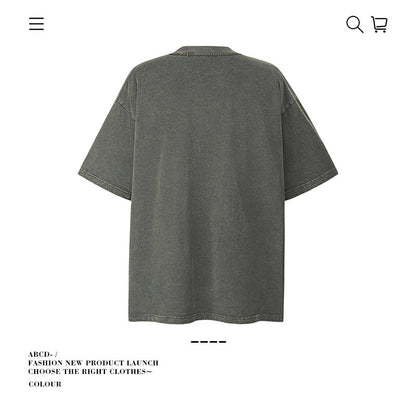 American vintage street T-shirt pure cotton men's and women's summer loose