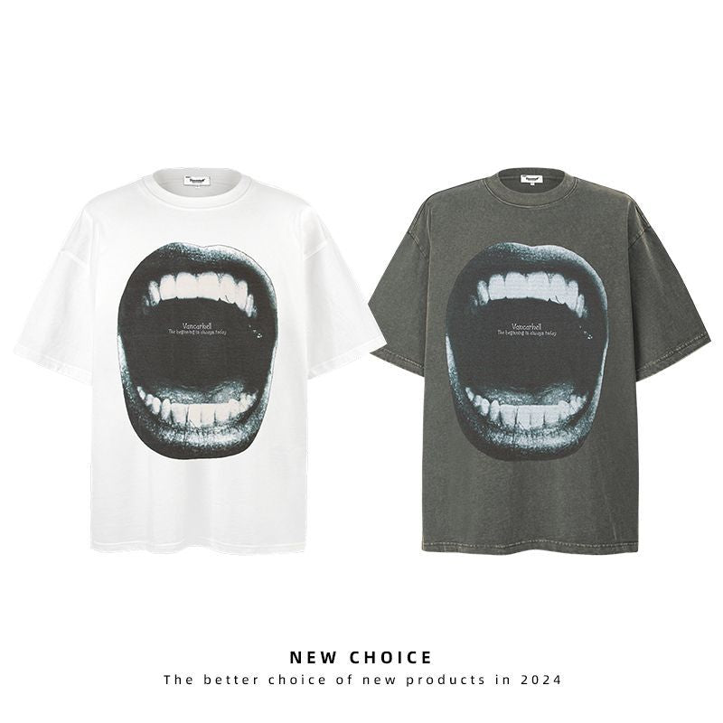 American vintage street T-shirt retro men loose summer