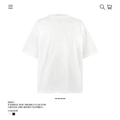American vintage street T-shirt pure cotton men and women loose