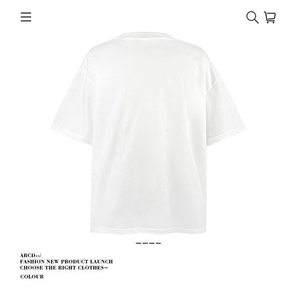 American vintage street T-shirt pure cotton retro men's and women's summer loose