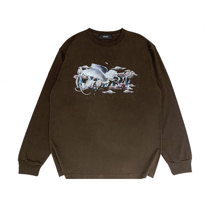 Amiri Long Sleeve Shirt Fashion Brand Long Sleeve Long-Sleeved T-shirt Blouse
